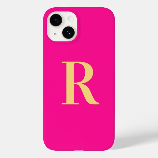 Minimale Monogramm Modernes Hot Pink Case-Mate iPhone Hülle (Rückseite)