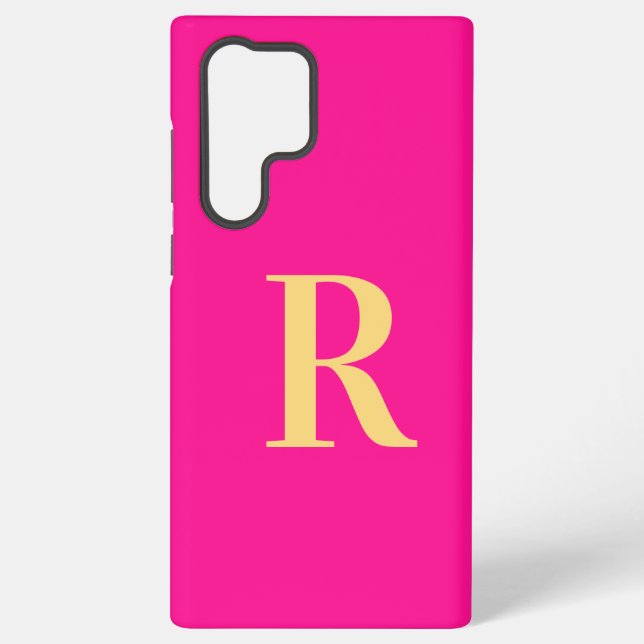 Minimale Monogramm Modernes Hot Pink Samsung Galaxy Hülle (Rückseite)