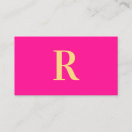Minimale Monogramm Modernes Hot Pink Visitenkarte