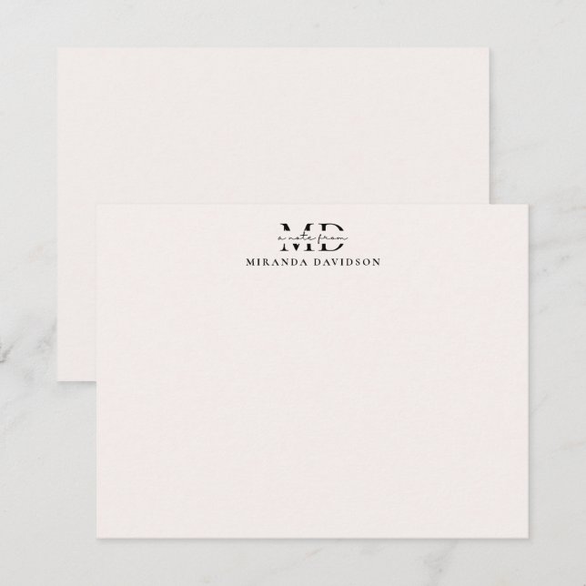 Minimale Monogramm-Note-Karte Mitteilungskarte (Vorne/Hinten)