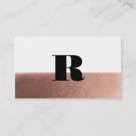 Minimale Monogramm Rose Gold Black Visitenkarte