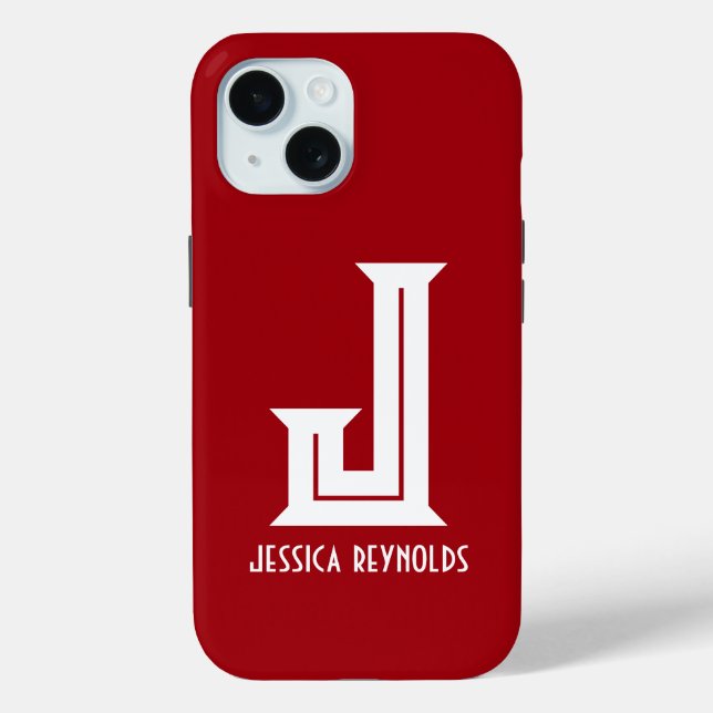 Minimale Monogramm Rot Case-Mate iPhone Hülle (Rückseite)