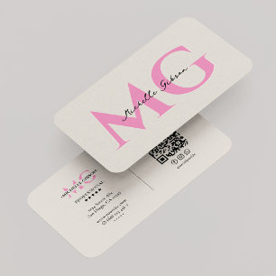 Minimale Monogramm-Sand-Rosa-Initialen-Schönheit Visitenkarte