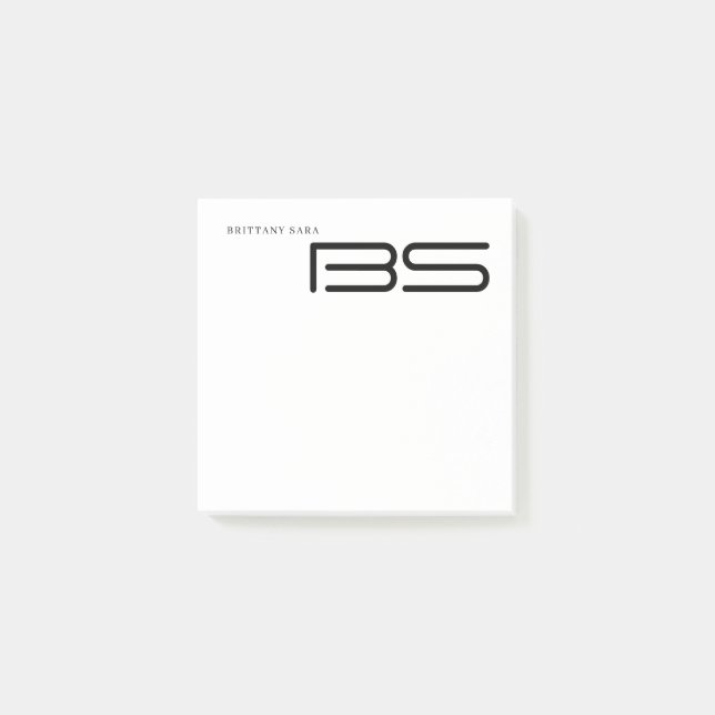 Minimale Monogramm-Schwarz-Weiß-Benutzername Jahr Post-it Klebezettel (Vorderseite)