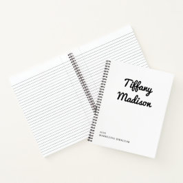 Minimale Monogramm-Schwarz-Weiß-Eigenname Jahr Notizbuch