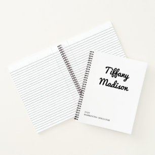 Minimale Monogramm-Schwarz-Weiß-Eigenname Jahr Notizbuch