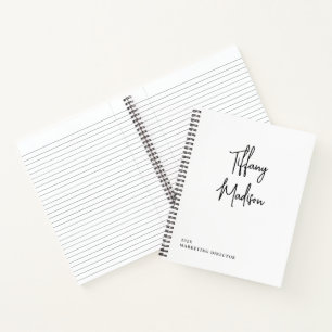 Minimale Monogramm-Schwarz-Weiß-Eigenname Jahr Notizbuch
