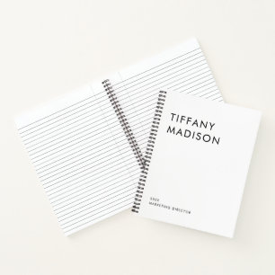Minimale Monogramm-Schwarz-Weiß-Eigenname Jahr Notizbuch