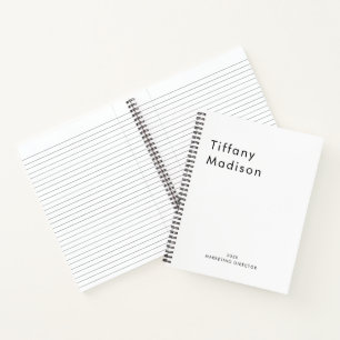 Minimale Monogramm-Schwarz-Weiß-Einzelname Jahr Notizbuch