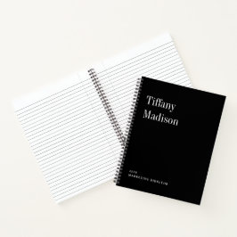 Minimale Monogramm-Schwarz-Weiß-Individualisierte Notizbuch