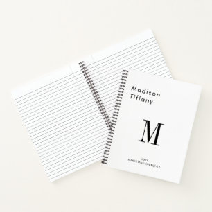 Minimale Monogramm-Schwarz-Weiß-Individualisierte Notizbuch