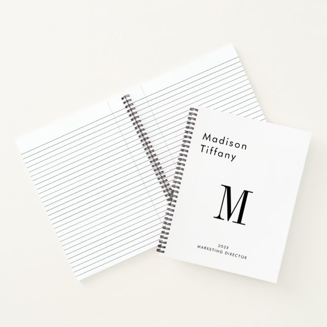 Minimale Monogramm-Schwarz-Weiß-Individualisierte  Notizbuch (Innenseite)