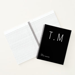 Minimale Monogramm-Schwarz-Weiß-Individualisierte Notizbuch