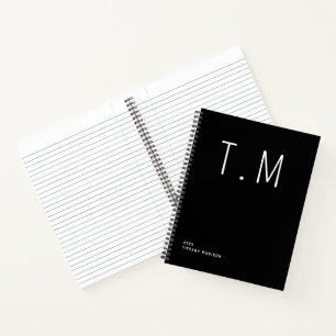 Minimale Monogramm-Schwarz-Weiß-Individualisierte Notizbuch