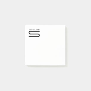 Minimale Monogramm-Schwarz-Weiß-Individualisierte Post-it Klebezettel