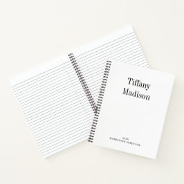 Minimale Monogramm-Schwarz-Weiß-Individueller Name Notizbuch