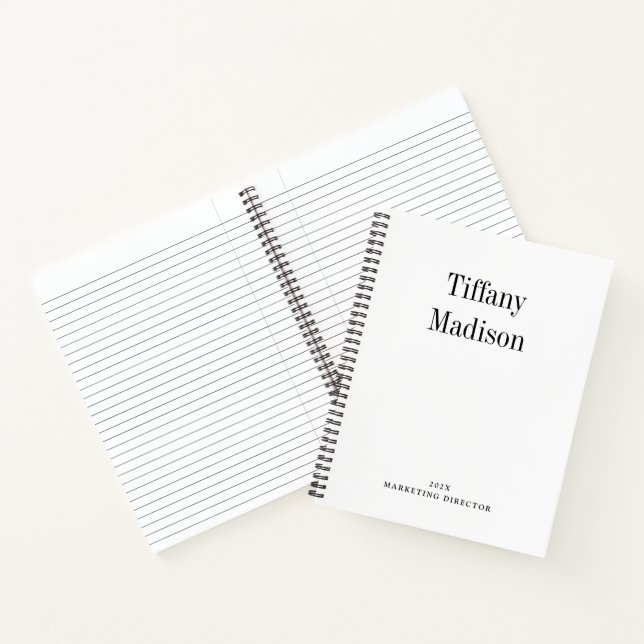 Minimale Monogramm-Schwarz-Weiß-Individueller Name Notizbuch (Innenseite)