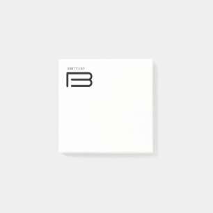 Minimale Monogramm-Schwarz-Weiß-Name Jahr Post-it Klebezettel