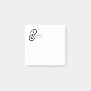 Minimale Monogramm-Schwarz-Weiß-Personalisierte Na Post-it Klebezettel
