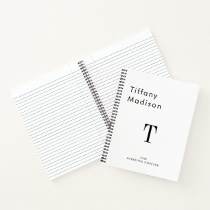 Minimale Monogramm-Schwarzweiß-Eigenname Jahr Notizbuch