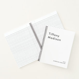 Minimale Monogramm-Schwarzweiß-Einzelname Jahr Notizbuch