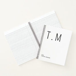 Minimale Monogramm-Schwarzweiß-Einzelname Jahr Notizbuch