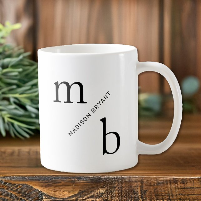 Minimale Monogramm-Tasse Kaffeetasse (Introducing the Monogram Coffee Mug - a personalized daily companion that transforms your morning)