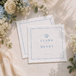 Minimale Muschel-Hochzeitsservietten im Küstenstil Serviette