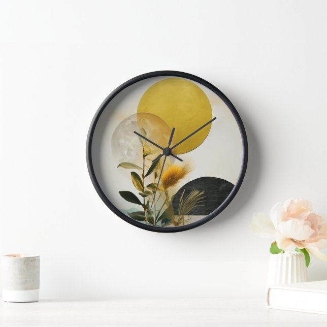 Minimale Natur-Illustrationswanduhr Uhr (Zuhause)