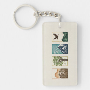 Minimale Natur-Set – Berg- und Baum-Kunst Schlüsselanhänger