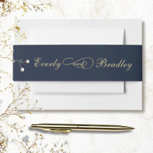 Minimale Navyblaue Hintergrund-Goldschrift-Hochzei