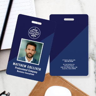 Minimale Navyblaue Unternehmens-Foto-ID Ausweis