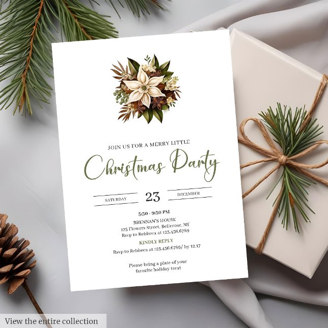 Minimale neutrale erdige rustikale Wasserfarbe-Fes Einladung (Minimal Neutral Earthy Rustic Watercolor Holiday Party Card)