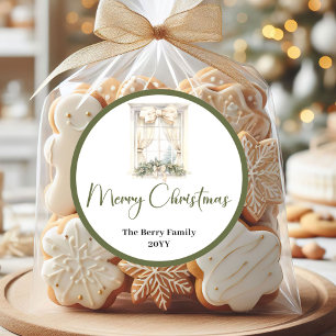 Minimale neutrale Weihnachtsfamiliennamensaufklebe Runder Aufkleber