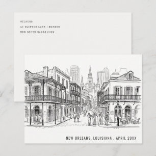 Minimale New Orleans Louisiana Skizze Reise Postkarte