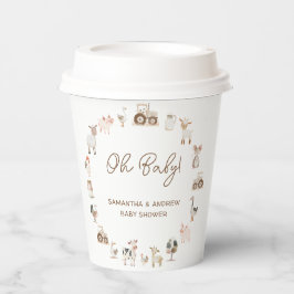 Minimale Niedliche Landtiere Barnyard Baby Dusche Pappbecher