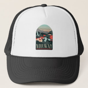 Minimale norwegische Landschaft Vintage-Reise Truckerkappe