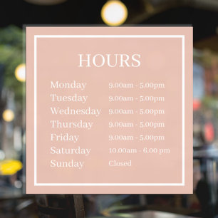 Minimale Öffnungszeiten Pink Fensterfolie Fensteraufkleber