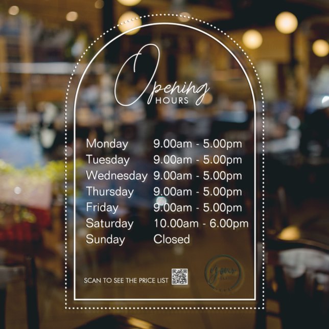 Minimale Öffnungszeiten Transparente Fensterklamme Fensteraufkleber (Von Creator hochgeladen)