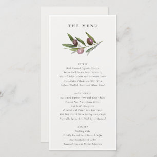 Minimale Olive Branch Foliage Wedding Menu Card Dankeskarte