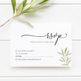 Minimale Olive Branch Wedding RSVP Card