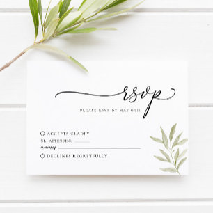 Minimale Olive Branch Wedding RSVP Card Karte