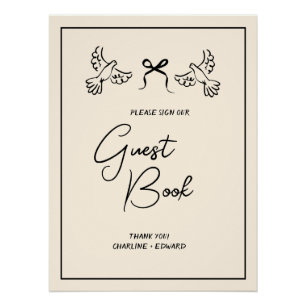 Minimale Oliven- und Rosé-Hochzeitsgästebuch Poster