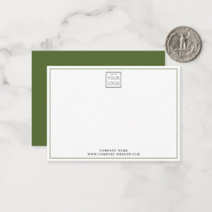 Minimale Olivgrüne Geschäftslogo-Firmenname  Mitteilungskarte