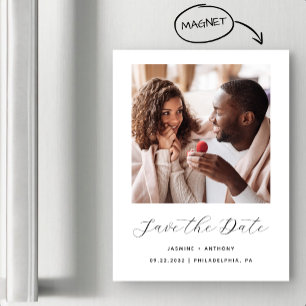 Minimale One Photo Schrift Schwarzweiß Magneteinladung