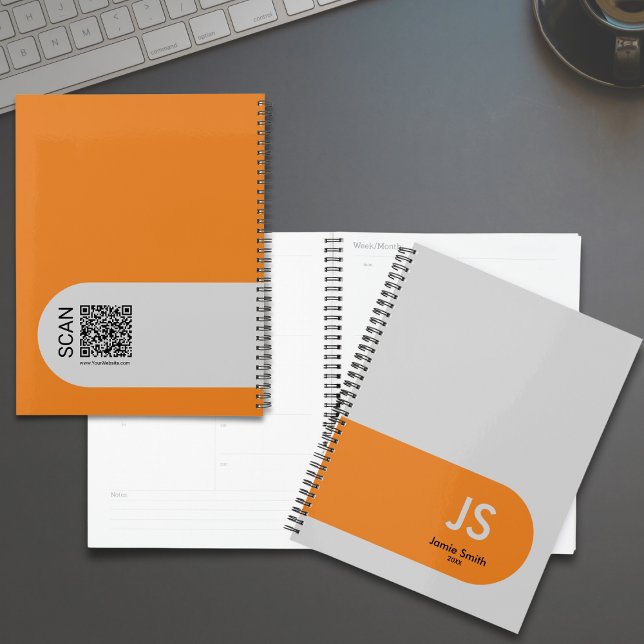 Minimale Orange Accents Initials Graue Ernennung Planer (Minimal Orange Accents Initials Gray Appointment Planner)