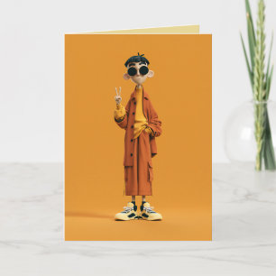 Minimale Orange Ästhetik – Stylischer 3D-Charakter Karte