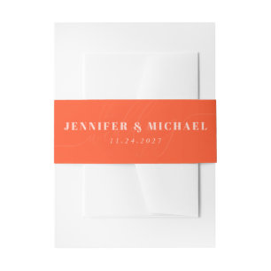 Minimale orange-pinkfarbene Basic-Hochzeitsmonogra Einladungsbanderole