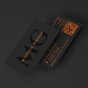Minimale Orange-Schwarze Initialen Vernetzung  Visitenkarte