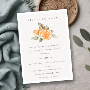 Minimale Orangefarbene Botanische Hochzeitsempfehl Begleitkarte